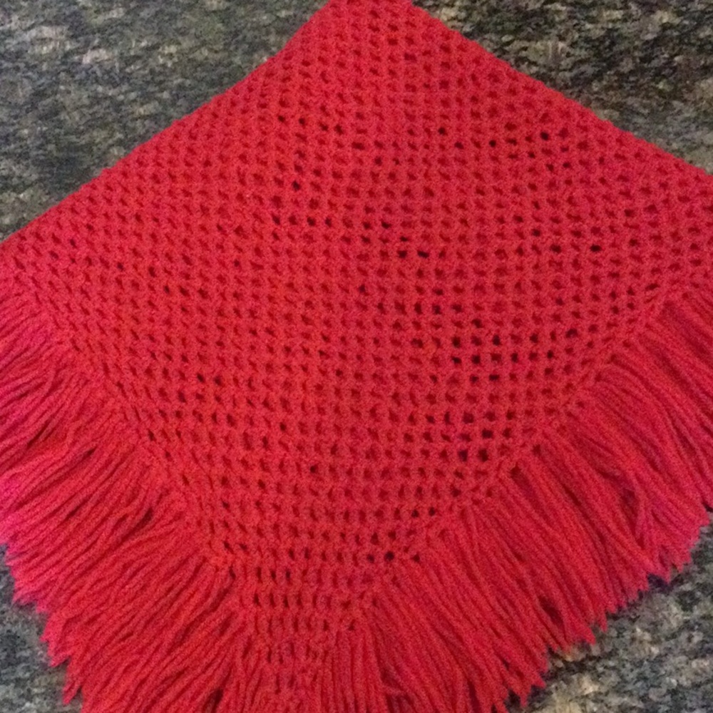 Hand-Crocheted Cranberry Afghan